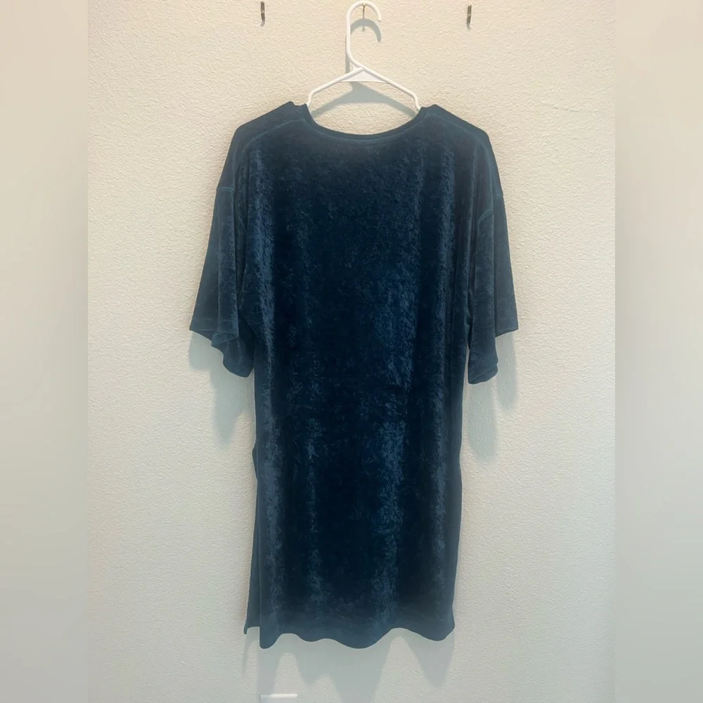 FP We The Free Jewel Blue Crushed Velvet V-Neck High Low Tunic Dress -Sz Small - Picture 8 of 8